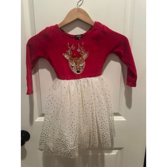 NWOT Zunie Reindeer Tulle Christmas Holiday Red Girl Dress Size 4 - Picture 1 of 10